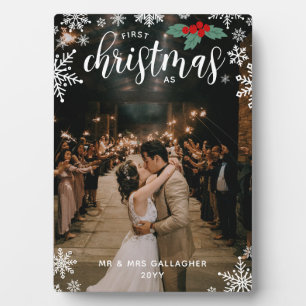 Red Holly Snowflakes 1. Weihnachtsfeier Foto Fotoplatte