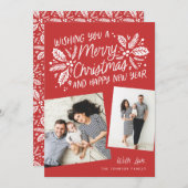 Red Holly Tilted Snapshot 2 Foto Weihnachten (Vorne/Hinten)