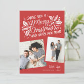 Red Holly Tilted Snapshot 2 Foto Weihnachten (Stehend Vorderseite)