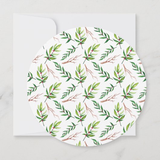 Red Holly Verlasse Weihnachten Familienurlaub Foto Einladung (Rückseite)