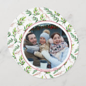 Red Holly Verlasse Weihnachten Familienurlaub Foto Einladung (Vorne/Hinten)