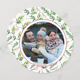 Red Holly Verlasse Weihnachten Familienurlaub Foto Einladung