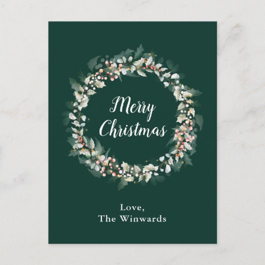Red Holly Wreath Frohe Weihnachten (Vorderseite)