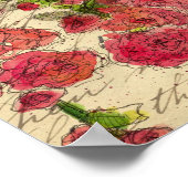 Red Hollyhocks Apple Blossom Butterfly Collage Poster (Ecke)