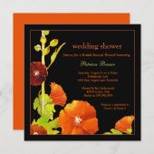 Red Hollyhocks Black Polterabend Einladung (Vorne/Hinten)