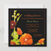 Red Hollyhocks Black Polterabend Einladung (Vorderseite)