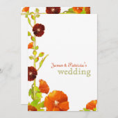 Red Hollyhocks Elegant Wedding Einladung (Vorne/Hinten)