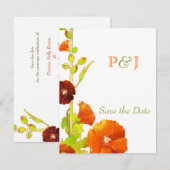 Red Hollyhocks Wedding Save the Date (Vorne/Hinten)