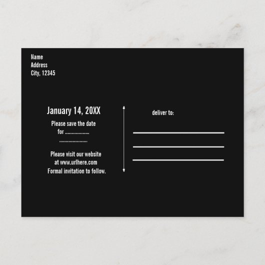 Red HOLLYWOOD Gardinen & Gold Party Save the Date Ankündigungspostkarte (Rückseite)