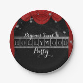 Red HOLLYWOOD Gardinen & Silver Party Custom Pappteller (Vorderseite)
