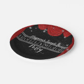 Red HOLLYWOOD Gardinen & Silver Party Custom Pappteller (Schrägansicht)