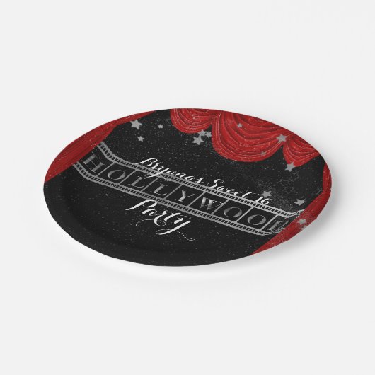 Red HOLLYWOOD Gardinen & Silver Party Custom Pappteller (Schrägansicht)