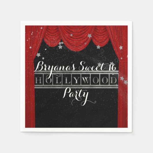 Red HOLLYWOOD Gardinen & Silver Party Custom Serviette (Vorderseite)