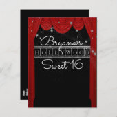 Red HOLLYWOOD Vorhänge & Silver Star Save the Date Ankündigungspostkarte (Vorne/Hinten)