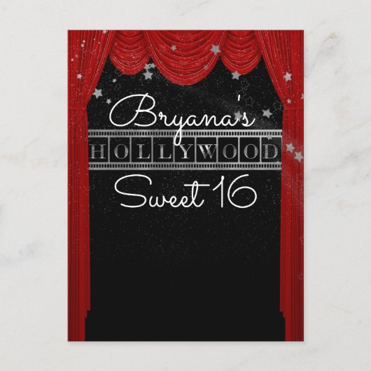 Red HOLLYWOOD Vorhänge & Silver Star Save the Date Ankündigungspostkarte (Vorderseite)
