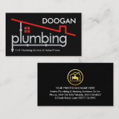 Red Home Plumbing Pipe System Plumber Repair Visitenkarte (Vorne/Hinten)