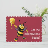 Red Honey Bee Rosh HaShana Einladung (Stehend Vorderseite)