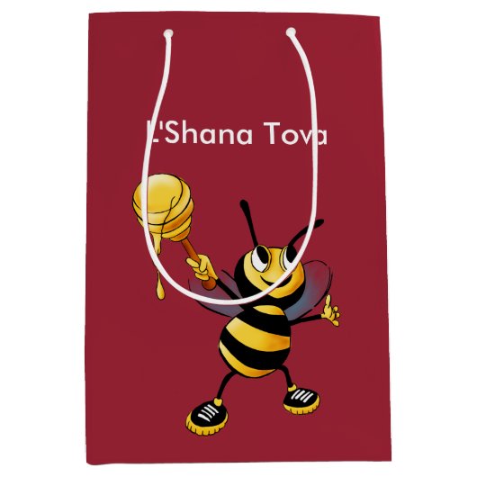 Red Honey Bee Rosh HaShana Mittlere Geschenktüte (Vorderseite)