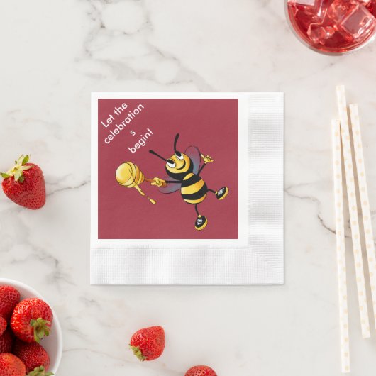Red Honey Bee Rosh HaShana Serviette (Beispiel)