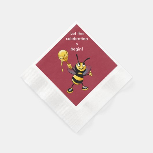 Red Honey Bee Rosh HaShana Serviette (Ecke)