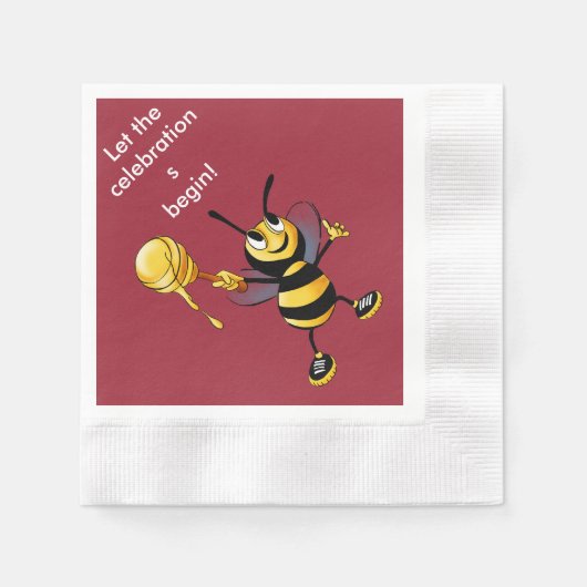 Red Honey Bee Rosh HaShana Serviette (Vorderseite)