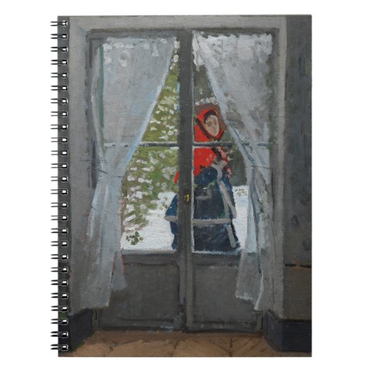 Red Hood Winter Window Impressionist Notebook Notizblock (Vorderseite)