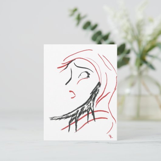 Red Hood & Wolf Postkarte (Stehend Vorderseite)