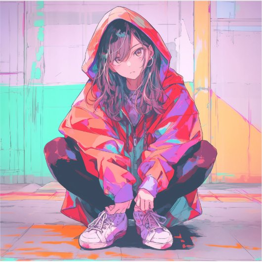Red Hoodie JK シール seal|寿司娘 GenerativeAI Aufkleber (Vorderseite)