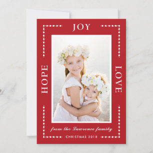 Red Hope Joy Liebe Modernes Foto Feiertagskarte