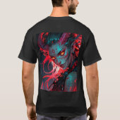 Red Horned Anime Girl T-Shirt (Rückseite)