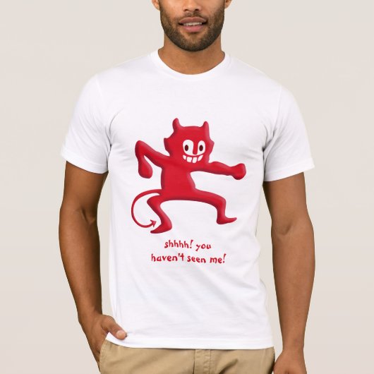Red Horned Devil Imp mit gepunktetem Schwanz T-Shirt (Vorderseite)