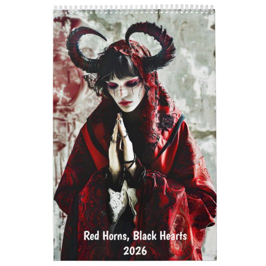 Red Horns, Black Hearts - Gothic Style Calendar Kalender (Titelbild)