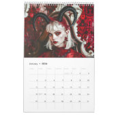 Red Horns, Black Hearts - Gothic Style Calendar Kalender (Jan 2026)