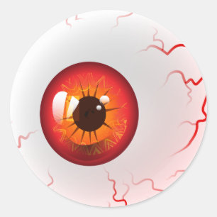 Red Horror Eyeball Runder Aufkleber