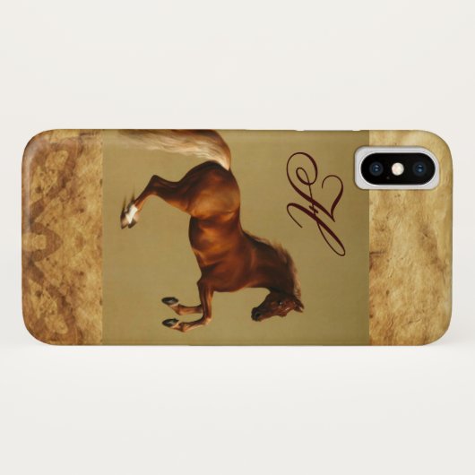RED HORSE Parchment Monogram Case-Mate iPhone Hülle (Rückseite (Horizontal))