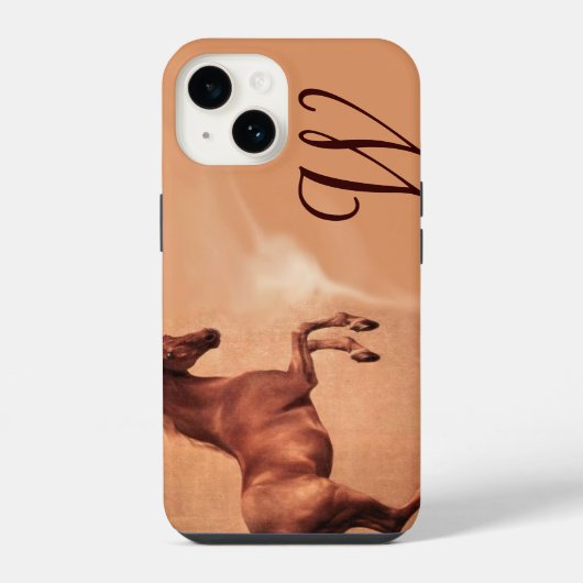 RED HORSE Parchment Monogram iPhone Hülle (Rückseite)