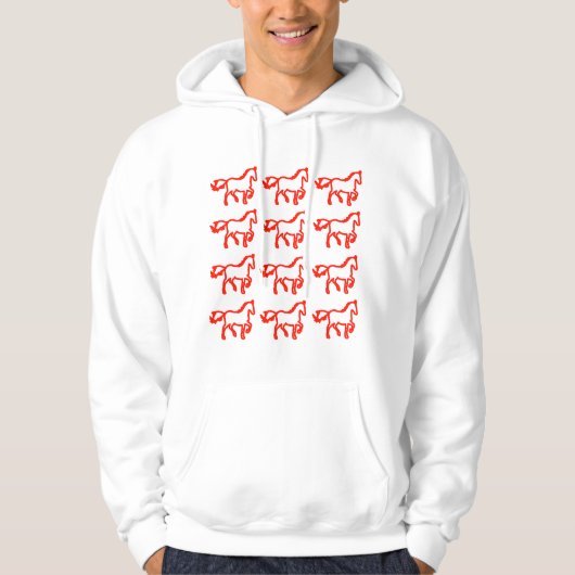 Red Horse Pattern – Zodiac Horse Outline Design Hoodie (Vorderseite)