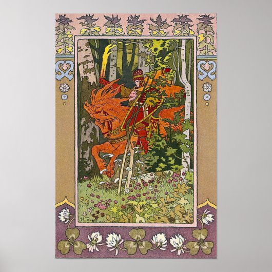 Red Horseman Russian Fairy Tale Print Poster (Vorne)