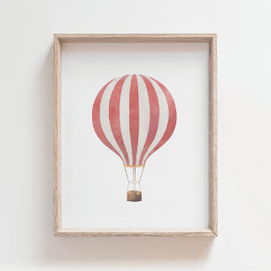 Red Hot Air Ballon Kinderzimmer Decor Poster