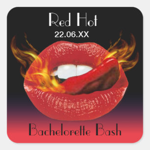 Red Hot Bachelorette Bash Siegel Quadratischer Aufkleber