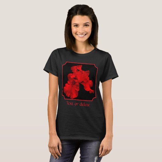 Red Hot Bearded Iris Flower Abstract Personalized T-Shirt (Vorne ganz)
