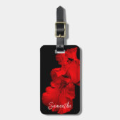 Red Hot Bearted Iris Blume Personalisiert Gepäckanhänger (Vorderseite vertikal)