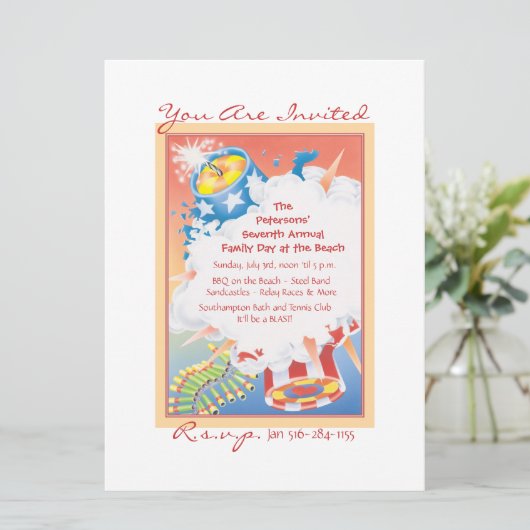 Red Hot & Blue Einladung (Stehend Vorderseite)