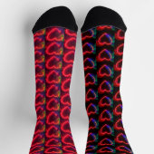 Red Hot Burning Hearts on Valentine's Mismatched Socken (Oben)