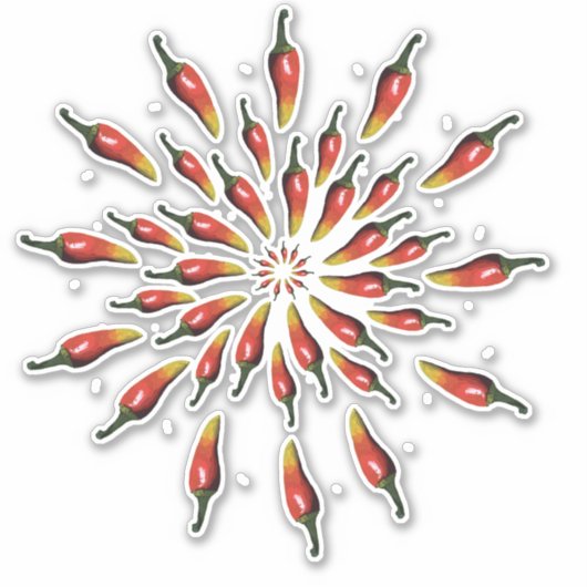 Red Hot Chili Paprikaschoten Mandala Art Aufkleber (Vorderseite)