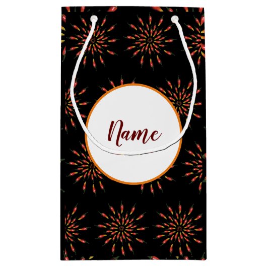 Red Hot Chili Paprikaschoten Mandala Art Personali Kleine Geschenktüte (Rückseite)