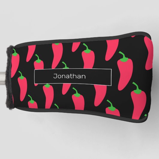 Red Hot Chili Pattern Fügen Sie Ihren Namen Fun No Golf Headcover (Vorderseite)