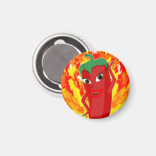 Red Hot Chili Pepper Diva Magnet (Vorderseite/Rückseite)