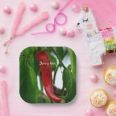 Red Hot Chili Pepper Green White Fotografy Pappteller (Party)