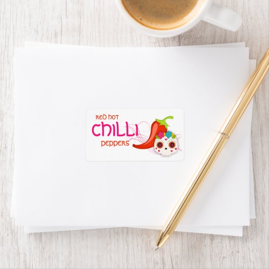 Red Hot Chili Sauce Pepper Skull Label Adressaufkleber (Insitu)
